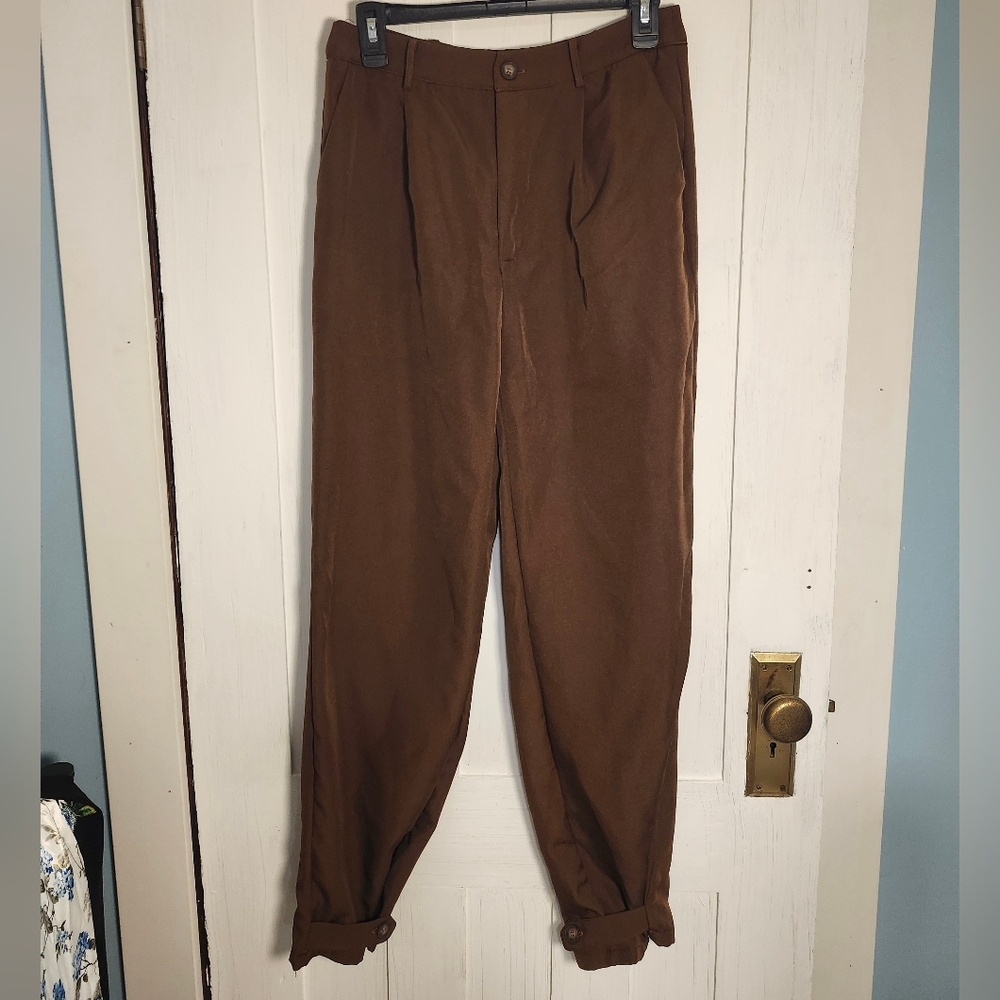 Brown Dress Pants Cuffed Ankles